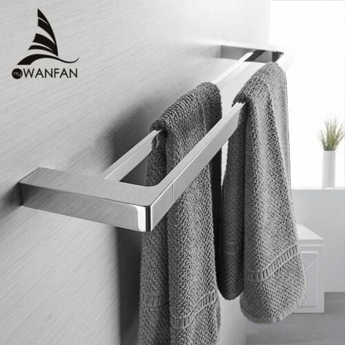 Contemporary Chrome Finish Double Towel Bar Bathroom Accessories Towel Rod Zinc Alloy Bath Hardware Set Towel Holder 5724D