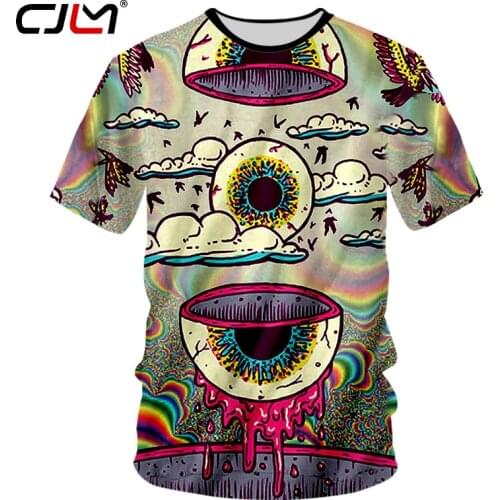 CJLM Eyeball T-shirt Mens 3d Colorful All Over Print Funny Design Casual Tshirts Summer Top Unisex Tee Shirts Unisex Undershirt
