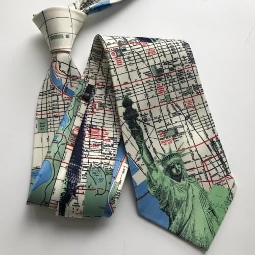 9cm Designer Mens Printed Necktie USA Map US Statue of Liberty Pattern Unique Ties