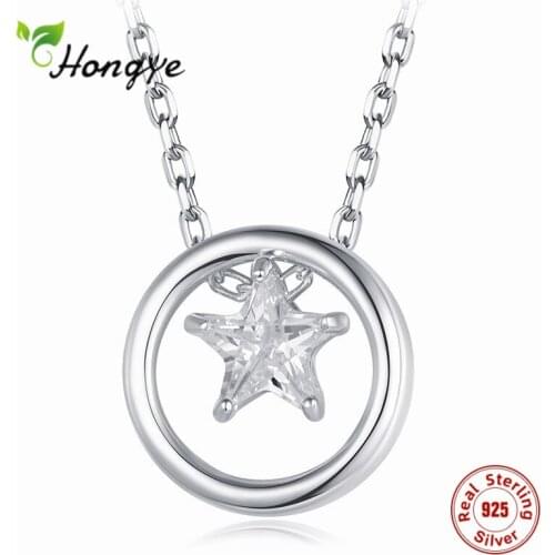 Hongye 925 Sterling Silver Necklace AAA Zircons Star Shape Pendants Trendy Joyas Best Gift For Women Girls Birthday Wedding 2020