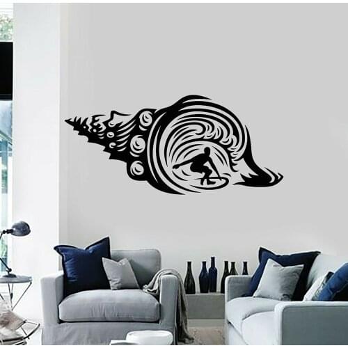 Art Wall Stickers Surfer Sports Beach Seashell Ocean Modern Style Vinyl Wall Decal Home Decor Dormitory Balcony Window Z270