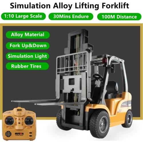 1:10 Scale Simulation Forklift Truck 360 Degree Rotation Fork Lifing Function 30Mins Playing Time Electric Children 100M RC Toy