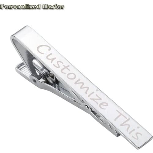 Personalized Master Customized Tie Clips Stainless Steel Engraving Text Names Tie Bar Clip for Mens Shirt Business Wedding Gift