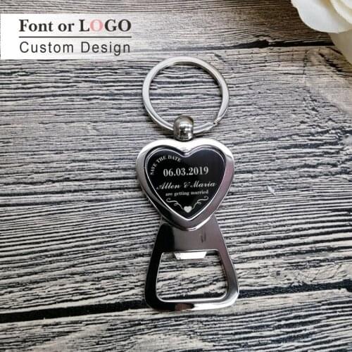 50pcs Bride Groom Personalised Key Ring Key Chain Beer Bottle Opener Personalized Wedding Favour Bomboniere Thank You Gifts