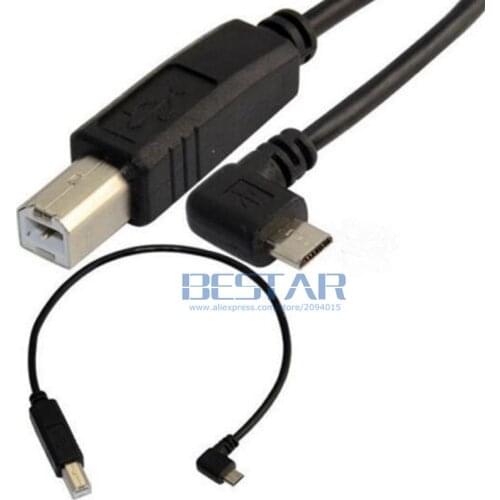25cm USB 2.0 standard B Male to USB Micro 5 pin 5pin Male Right Angled 90 degree data Cable for tablet HUB hard disk printer