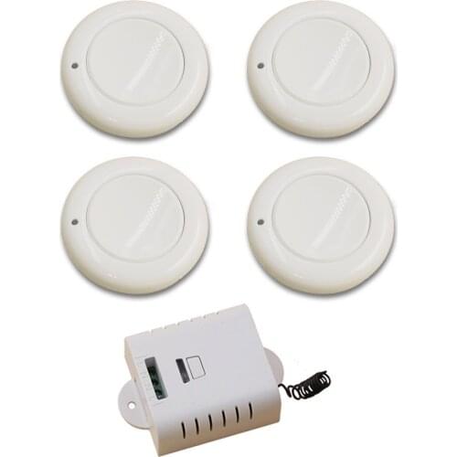 Round AC85V 110V 220V 250V 1CH Wireless Remote Control Switch System Receiver& 4pcs White Wall Panel Sticky Remote Free Shipping