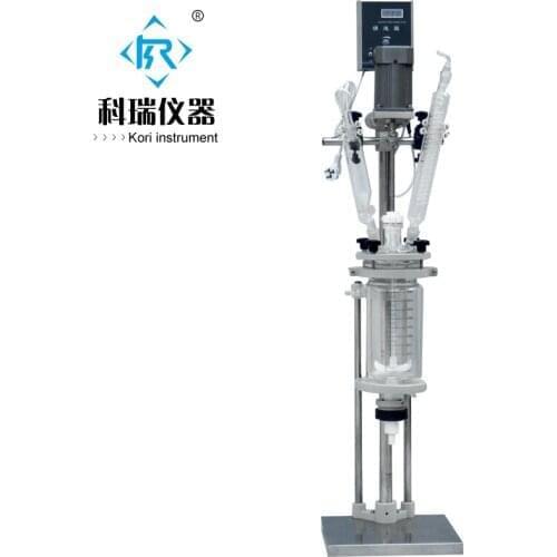 Laboratory Equipment 2L High borosilicate GG3.3 Double lined glass reactor with condenser with dropping flask for lab reaction