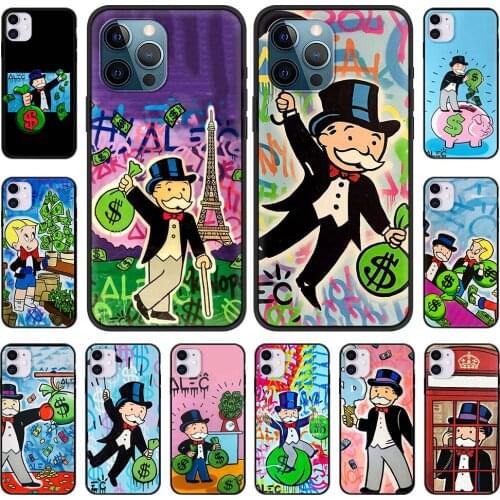 Cartoon Dollar Monopolys Phone Case For iPhone 11 Pro XS XR X Cover For iPhone 12 Pro Max 7 8 Plus SE 2020 Black Shell Coque