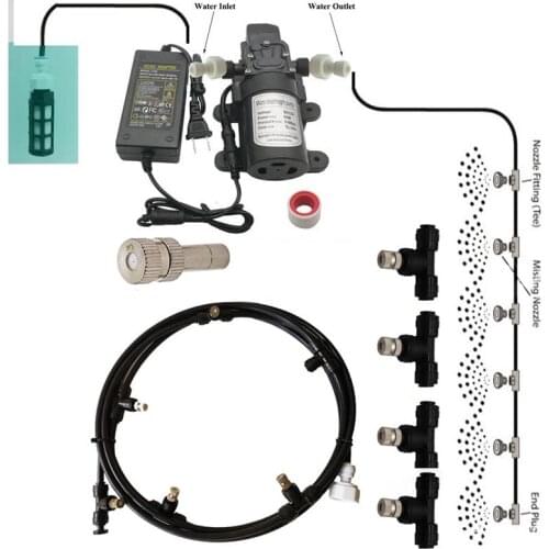 12m 12v Garden Greenhouse Drip Irrigation Sets Misting Cooling System Water Spray for Outdoor Patio Flowers Plants Watering Kits