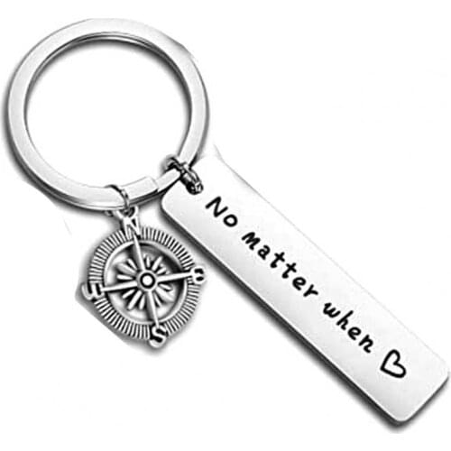 Stainless Steel Key Chain Compass Hand-in-Hand Bosom Lover Gift Accessory