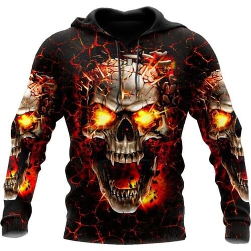 New Fashion autumn Sweatshirt fire skull art 3d printed Unisex zipper Hoodie Harajuku street style casual Hoodie Pullover