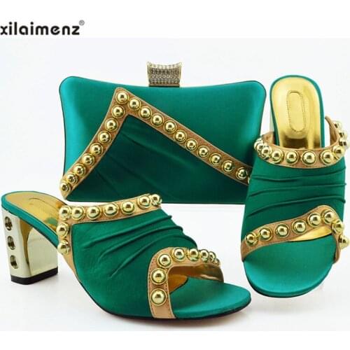 New Arrival Italian Shoes with Matching Bags for Women Slipper and Bag Set African Sets 2019 Comfortable Heels Wedding Shoes
