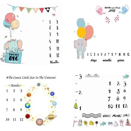 Newborn Baby Milestone Blankets Photography Blanket Bathing Towels Flower Print Soft Blanket DIY Infant Photography Props