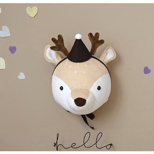 Plush Animal Heads Elephant Bear Deer Wall Decor For Children Baby Girl christmas Birthday stuffed Toys Nursery Room Decoration