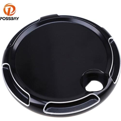 POSSBAY CNC Aluminum Black Motorcycle Cut Contrast for Harley Electra Street Road Glide 2008-2016 Cut Fuel Gas Door Covers