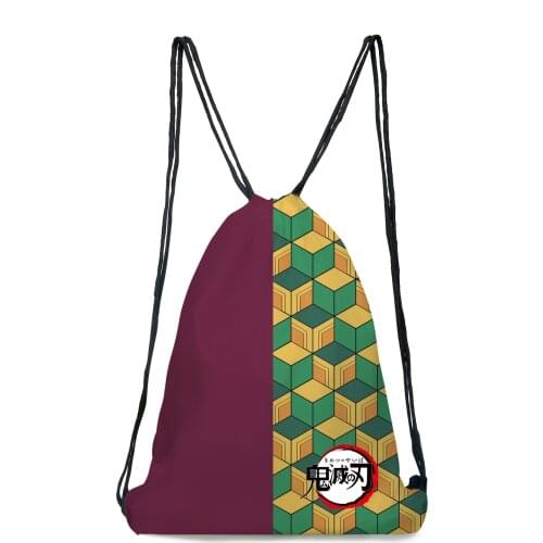 Cosplayl Anime Demon Slayer Backpack Character Kimetsu No Yaiba Blade Backpack Drawstring Bag Backpack Gift for Children