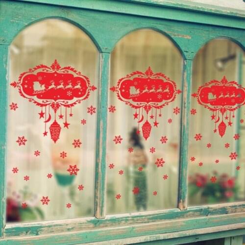 Santa Claus Reindeer Wreath Snowflakes Merry Christmas Wall Stickers Festival Home Decorations Diy Window Decals Wall Mural Art