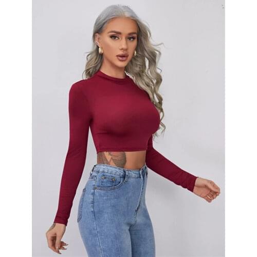 Женские базовые футболки SANTELON China At AliExpress