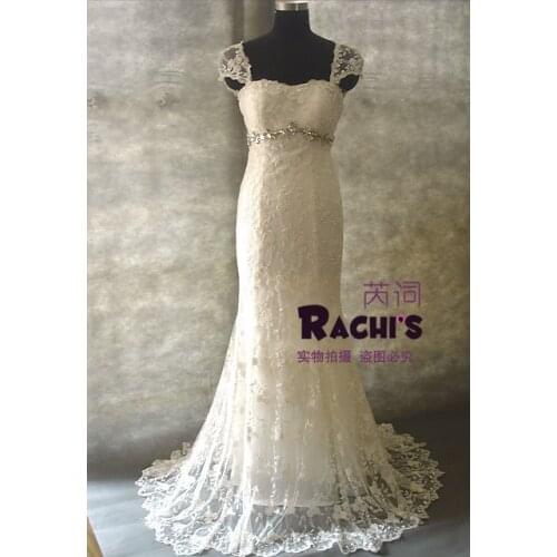 Bridal gown 2018 vintage lace casamento New Arrival vestido de noiva Handmade crystal cap sleeve mother of the bride dresses