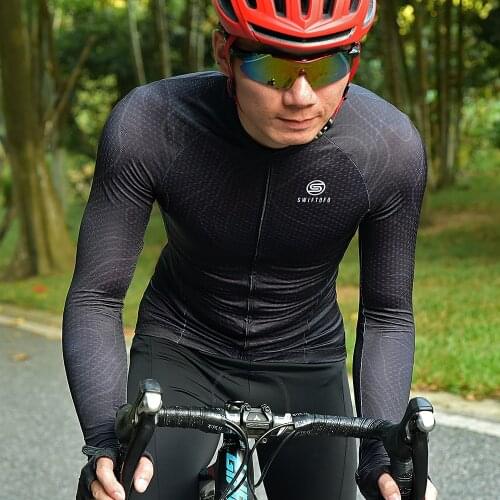 SWIFTOFO Mens Cycling Jersey Long Sleeve Pro Team Thin Fit Comfortable Sun-protective Road Bike Top Jacket Spring Autumn Jerseys