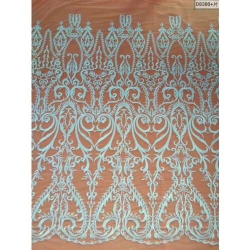 Beaded &sequin with pearls fabric embroidery decorative fabric lace ivory for dress