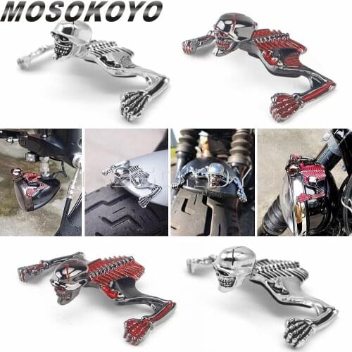 Universal Mudguard Punk Skeleton Ornament Decorative Skull Statue Custom Motorbike Headlight Visor Turn Signals Light Decoration