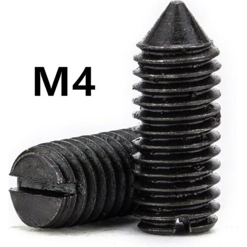 300/400PCS M4x5/6/8/10/12/15/20/25mm GB71 DIN553 Black Carbon Steel slotted set screw with cone point