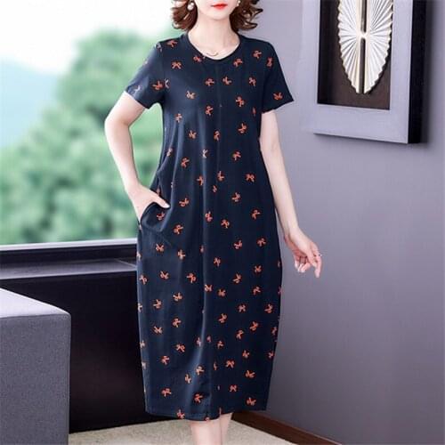 Party Printed Dress Womens Spring and Summer 2021 New High-end Plus Size Womens Straight Hedging Casual Long Dress 4XL