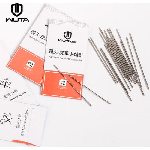 WUTA Large Eye Blunt Stitching Needle Harness Round-pointed Needle Leather Hand Sewing Blunt Leathercraft Sewing Needle 12pcs/pk