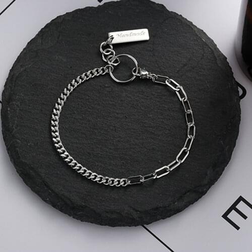 925 Sterling Silver Splicing Chain Bracelet for Women Geometric Bracelet Party Fine Jewelry