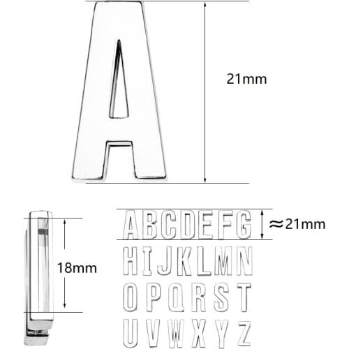 1pc A-Z 18mm Chrome Color Polished Slide Letters Rose Gold Black Color Fit DIY Wristband & Bracelet & Pet Collar Jewelry Making