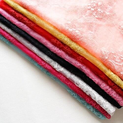 2yards 8colors Lace Fabric Tulle Embroidery Floral Wedding Fabric Diy Craft sewing for dress 51.1" width