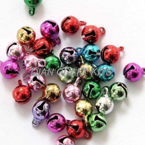 400pcs Multiple Colors Solid Copper Brass Multiple Size Jingle Bell 8mm-13mm Mix Size Pendant Beads Finding Charms Pendant
