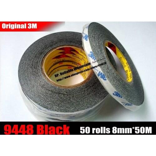50x 8mm * 50 meters 3M 9448 Black Two Sides Adhesive Tape Sticky for LED, MobilePhone LCD Touch Panel Display Screen Glass Bond