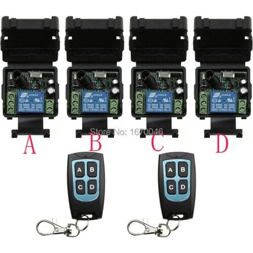 DC12V 1CH RF wireless remote control switch system 2 transmitter and 4 receiver light /lamp/ window/Garage Doors