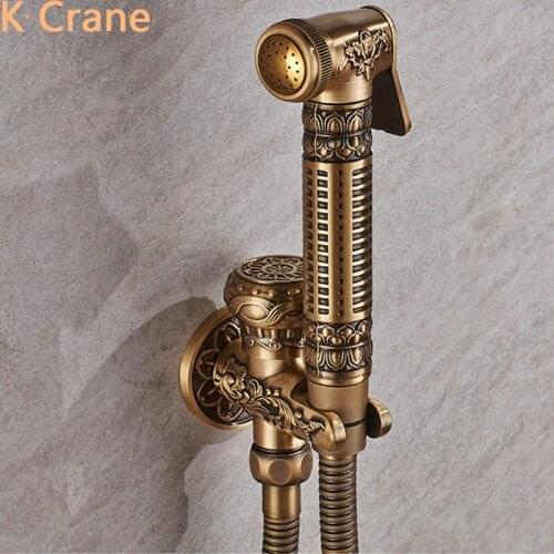 Toilet Bidet Anal Ass Cleaner WC Bidets Sprayer Bathroom Antique Gold Spray Brass Shower Gun Wall Mount Jet Faucet Health Butt