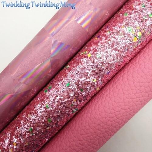 Glitter Fabric, Litchi Synthetic Leather, Iridescent Faux Fabric Sheets For Bow A4 21x29CM Twinkling Ming XM006J