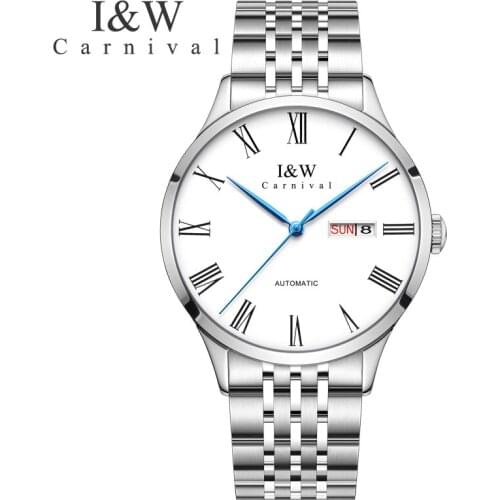 High end MIYOTA Automatic Watch Men CARNIVAL 2020 New Mechanical Watch Sapphire Dual Calendar Waterproof Stainless Steel Watches