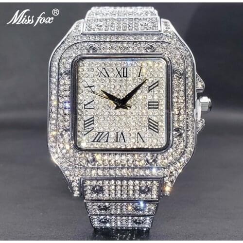 Ice Out Relogio Droshipping Luxury Full Diamond Quartz Watches For Men or Women Classic Stylish Trend 2021 Waterproof Watch New