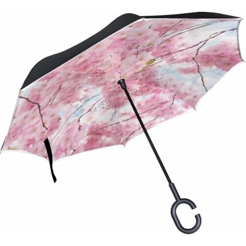 Flower of Late Tulip Windproof Reverse Umbrella Double Layer Long Shank Inverted Creative Customized Rain Protection Travel Size