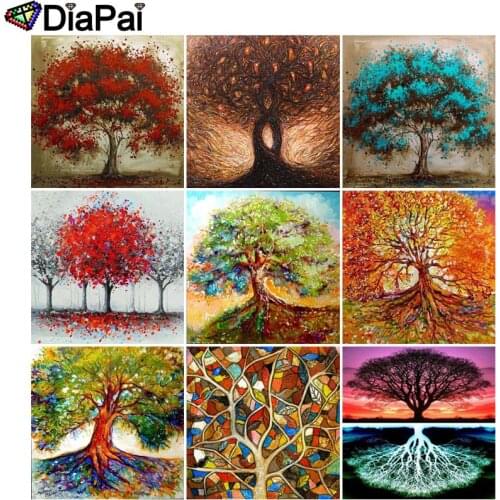DIAPAI 5D DIY Diamond Painting Full Square/Round Drill "Tree illustration landscape" 3D Embroidery Cross Stitch 5D Decor Gift