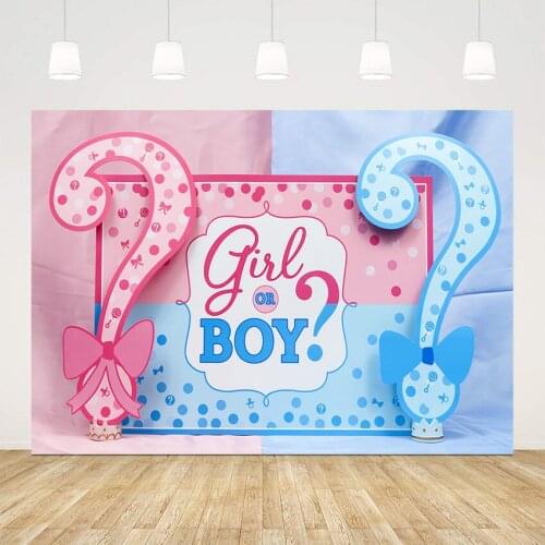 Girl and boy gender reveal pink and blue newborn baby shower party decoration supplies backdrop for photography vinyl floor prop