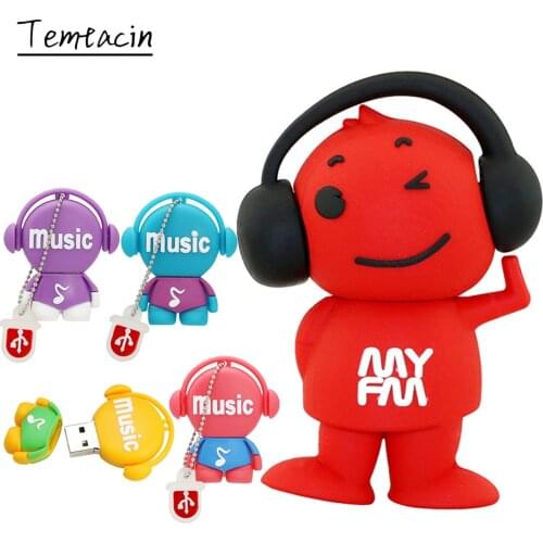 Cute Cartoon Person 32GB Music Man Boy USB Flash Drive 64 32 256 gb Pen Drive 4GB 8GB 16GB Pendrive Musician Creative USB Stick