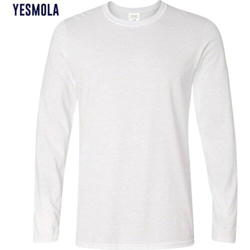 YESMOLA Cotton T-shirt Men Long Sleeved Solid Color Mens O-neck Casual Men T Shirt Plus Size Tee-shirt Homme Male Tops Tee