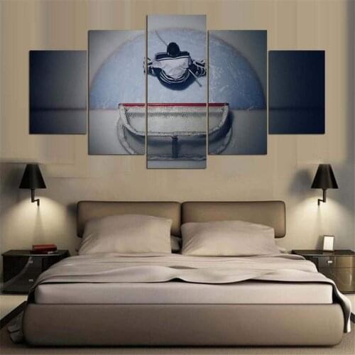 Canvas Painting Printed 5 Pieces Ice Hockey Goalie Poster For Modern Style Framework Living Room Modular Picture Home Decoration