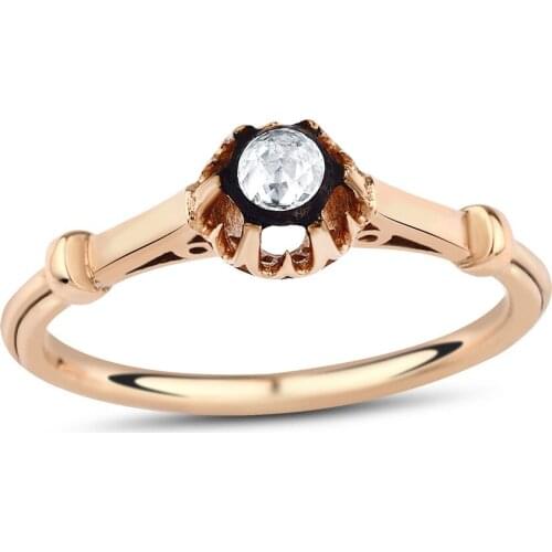 14K Gold Natural Diamond Solitaire Ring EY3451-13