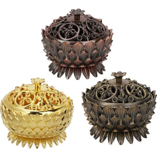 Incense Burner Lotus Shape Sandalwood Censer Home Decor Mini for Home Office Teahouse Use Zinc-copper Alloy Incense Holder
