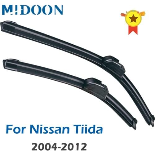 MIDOON Wiper LHD Front Wiper Blades For Nissan Tiida C11 2004 - 2012 Windshield Windscreen Front Window 24"+14"