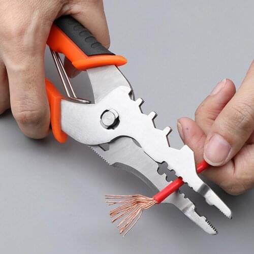 Multifunctional Electrician Pliers Long Nose Pliers Wire Stripper Cable Cutter Terminal Crimping Wire Stripper Hand Tools Pliers