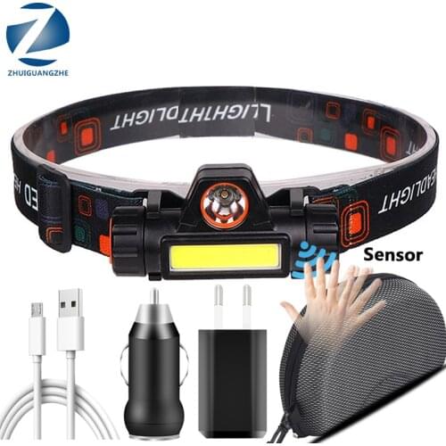 Camping mini LED Headlamp XPE+COB USB Rechargeable Headlight Built-in Battery Waterproof Powerful Head Torch Head Lamp Lantern